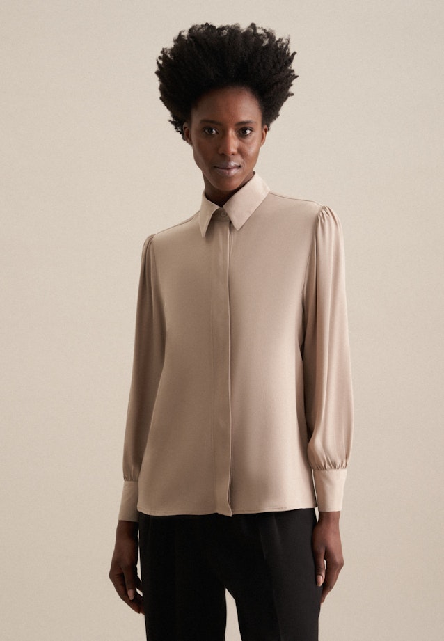 Long sleeve Crepe Shirt Blouse in Beige |  Seidensticker Onlineshop