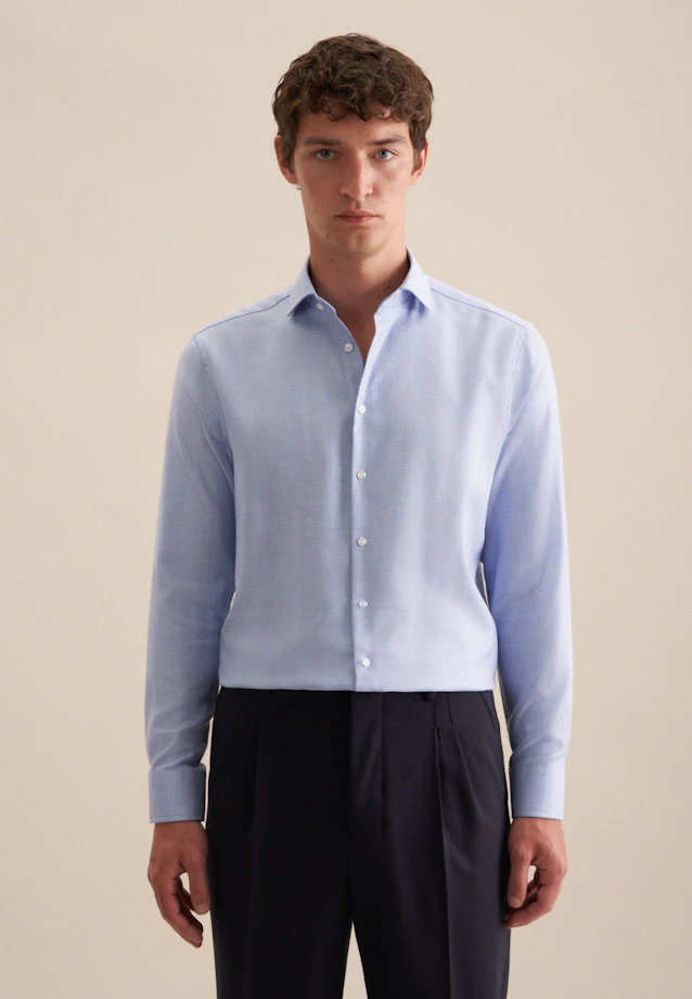Regular Chemise d'affaires carreaux in Bleu Clair |  Seidensticker Onlineshop