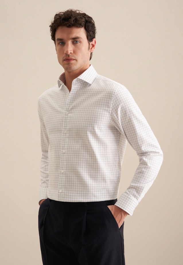 Regular Business Hemd Karo in Mittelblau |  Seidensticker Onlineshop