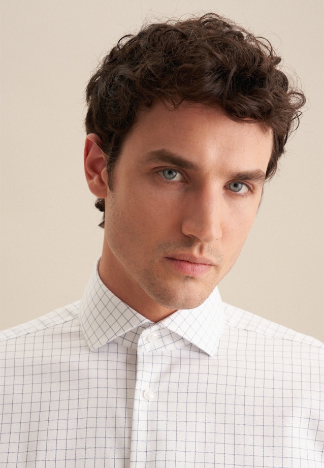 Regular Business Hemd Karo in Mittelblau |  Seidensticker Onlineshop