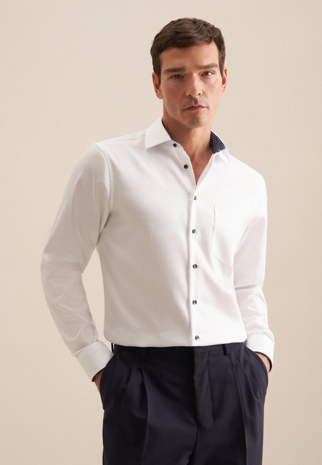 Chemise Business Comfort Twill (sergé) Col Kent dans Blanc | Boutique en ligne Seidensticker