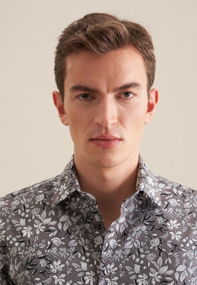 Slim Business Hemd Druck in Grau |  Seidensticker Onlineshop