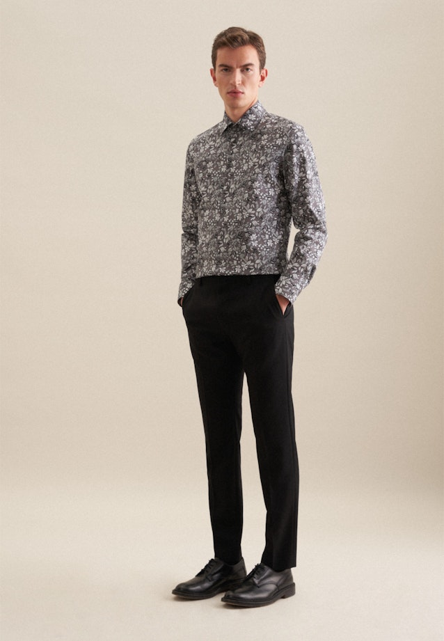 Slim Business Hemd Druck in Grau |  Seidensticker Onlineshop