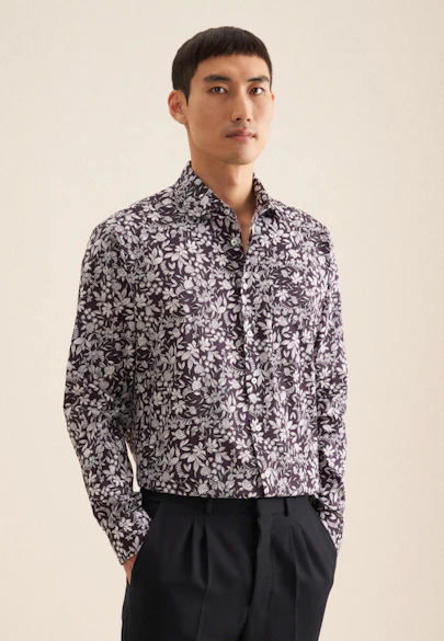 Regular Chemise d'affaires Imprimé in Lilas |  Seidensticker Onlineshop