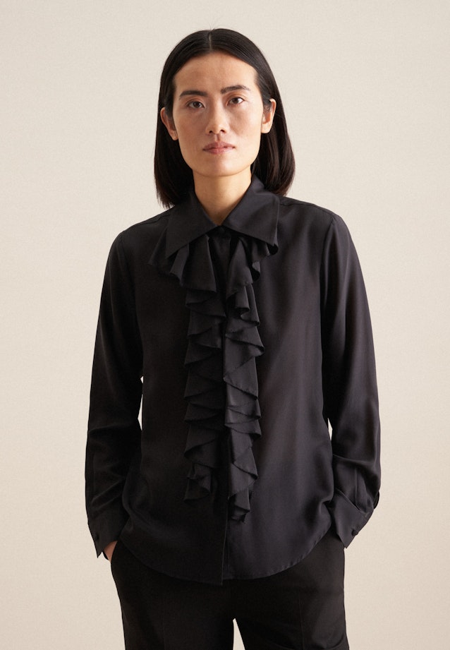 Crepe Ruched Blouse in Black |  Seidensticker Onlineshop