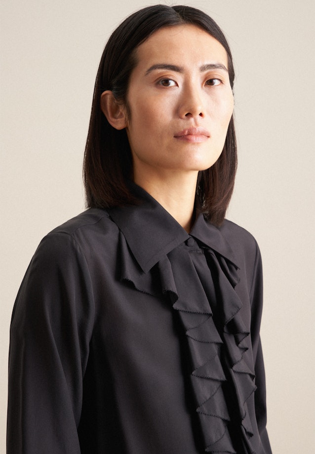 Long sleeve Crepe Ruched Blouse in Black |  Seidensticker Onlineshop