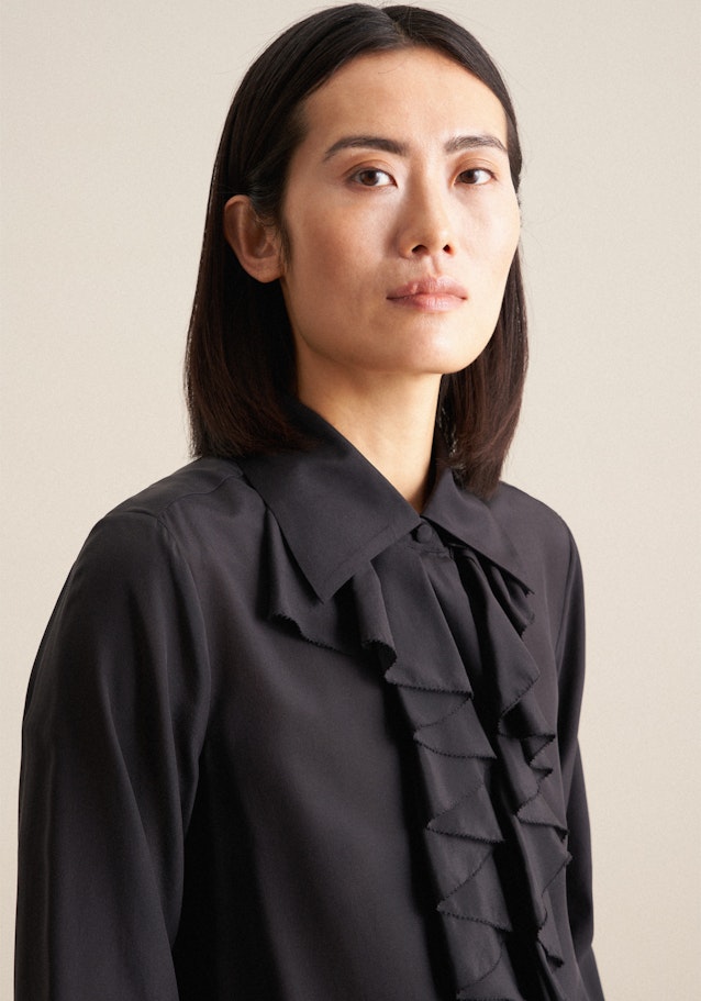 Seidenbluse mit Volants in Schwarz | Seidensticker Onlineshop