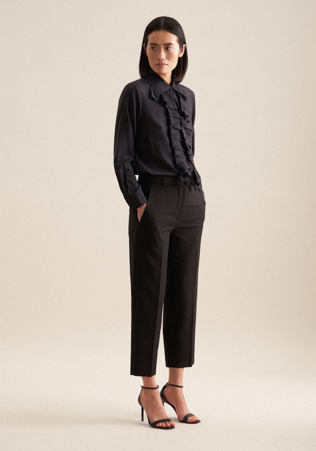 Seidenbluse mit Volants in Schwarz | Seidensticker Onlineshop