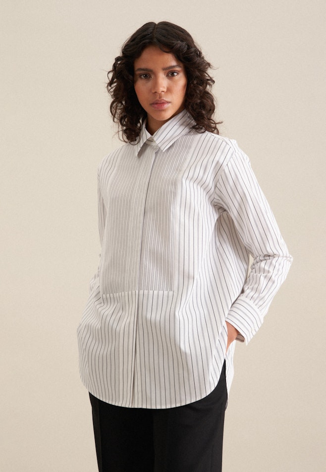 Long sleeve Twill Long Blouse in White | Seidensticker online shop