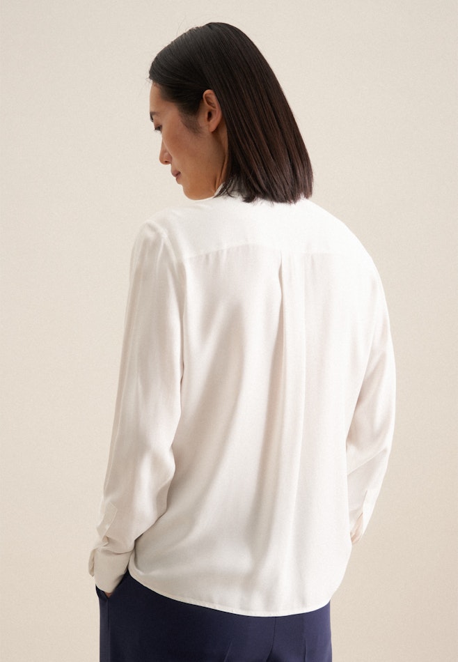 Long sleeve Plain weave Tie-Neck Blouse in White | Seidensticker online shop