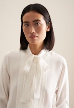 Long sleeve Plain weave Tie-Neck Blouse in White |  Seidensticker Onlineshop