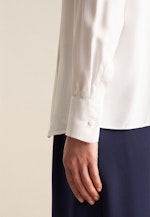 Long sleeve Plain weave Tie-Neck Blouse in White |  Seidensticker Onlineshop