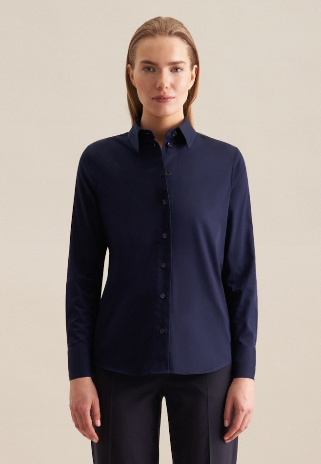 Long sleeve Satin Shirt Blouse in Dark Blue | Seidensticker online shop