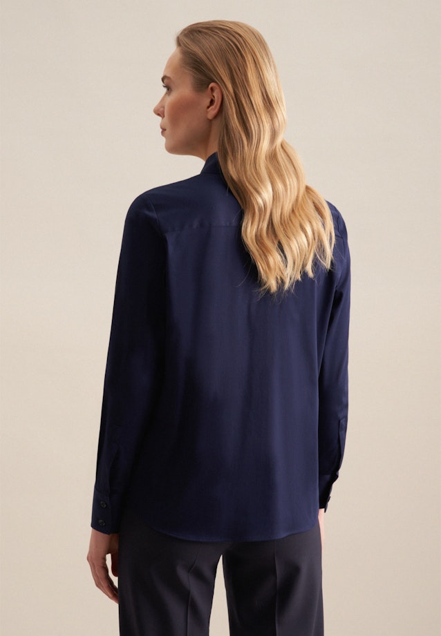 lange Arm Satin Shirtblouse in Donkerblauw |  Seidensticker Onlineshop