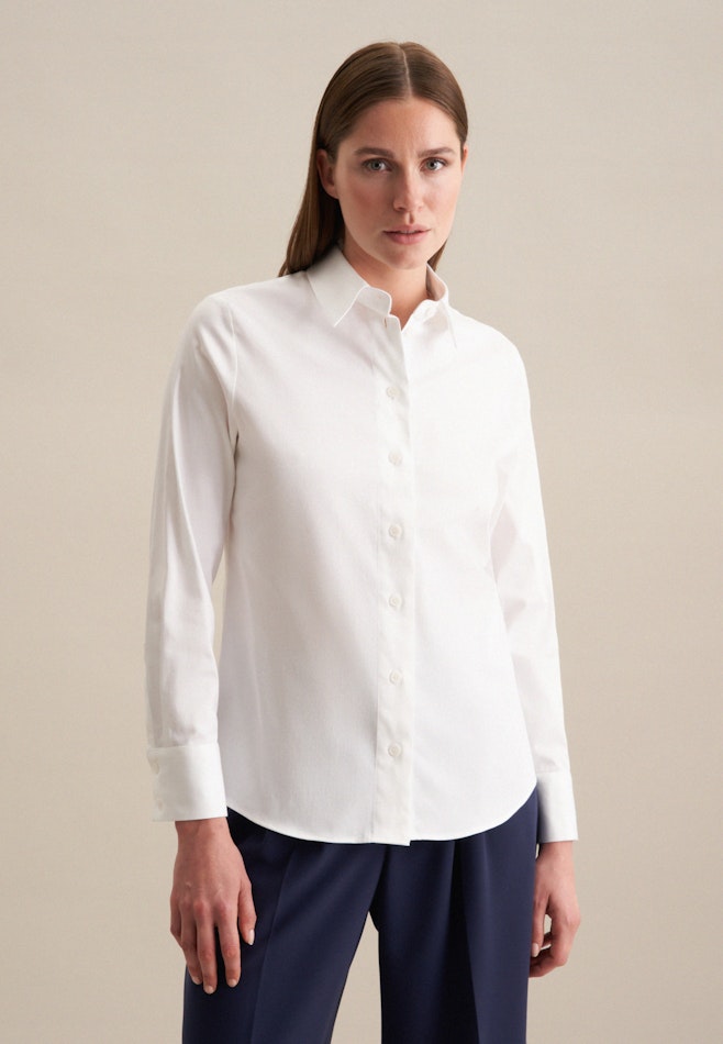 Long sleeve Satin Shirt Blouse in White | Seidensticker online shop