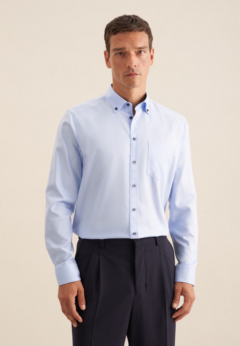 Non-iron Twill Business overhemd in Regular with Button-Down-Kraag