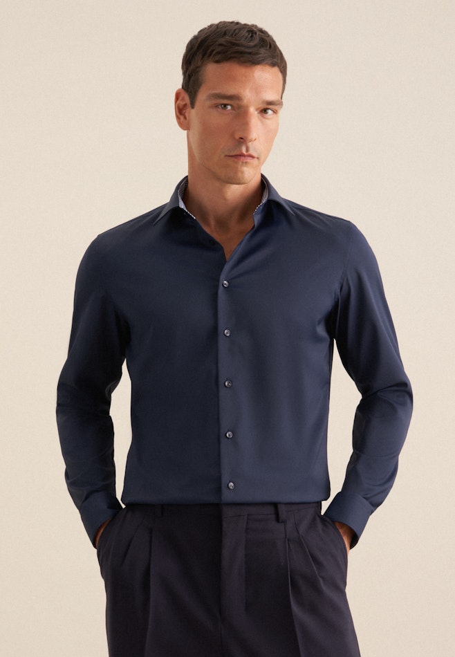 Slim Performance-Hemd Uni in Dunkelblau | Seidensticker Onlineshop