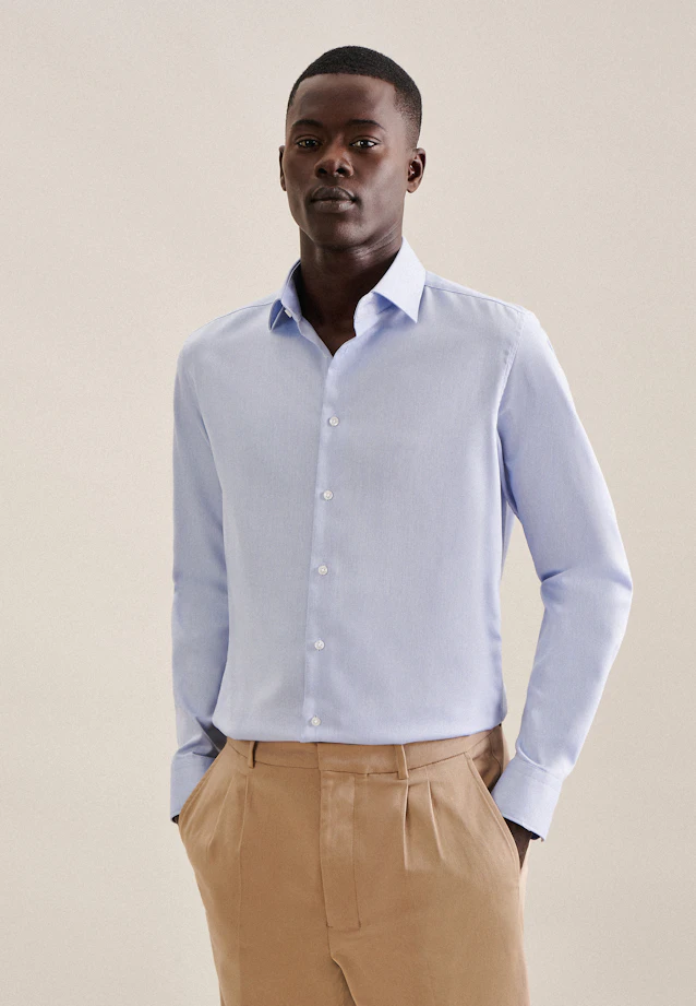 Slim Business shirt Uni in Mittelblau |  Seidensticker Onlineshop