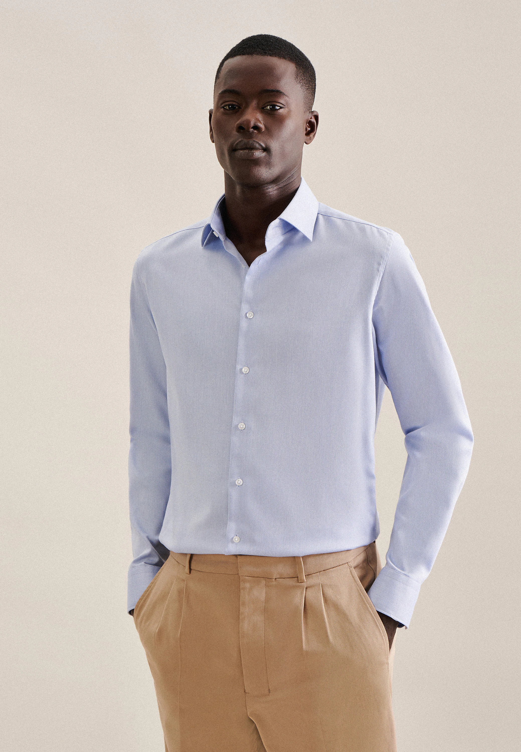 Slim Business Hemd Uni Blau 40