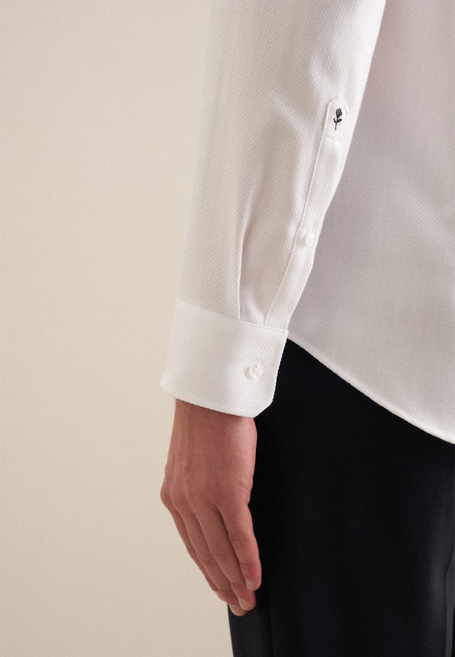 Non-iron Herringbone pattern Business Shirt in Slim with Kent-Collar in White |  Seidensticker Onlineshop