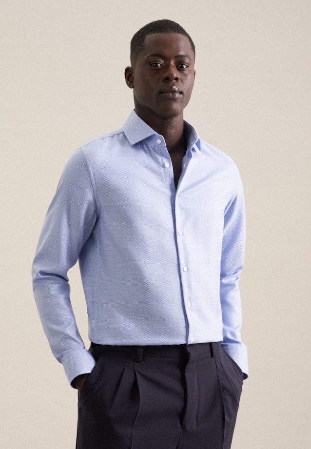 Chemise Business Shaped Structuré Col Kent in Bleu Clair |  Seidensticker Onlineshop