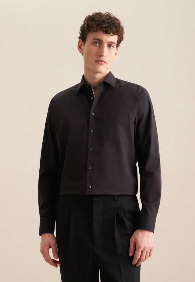 Comfort Business Hemd Uni in Schwarz | Seidensticker Onlineshop