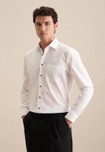 Chemise Business Comfort Structuré Col Kent in Blanc |  Seidensticker Onlineshop