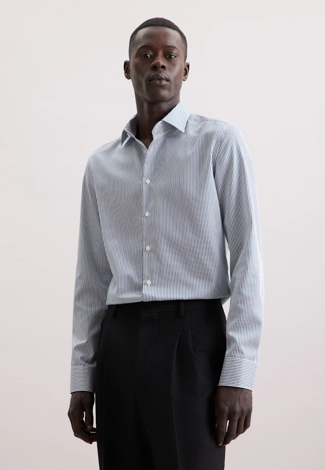 Shaped Business shirt Stripes in Grün | Seidensticker online shop