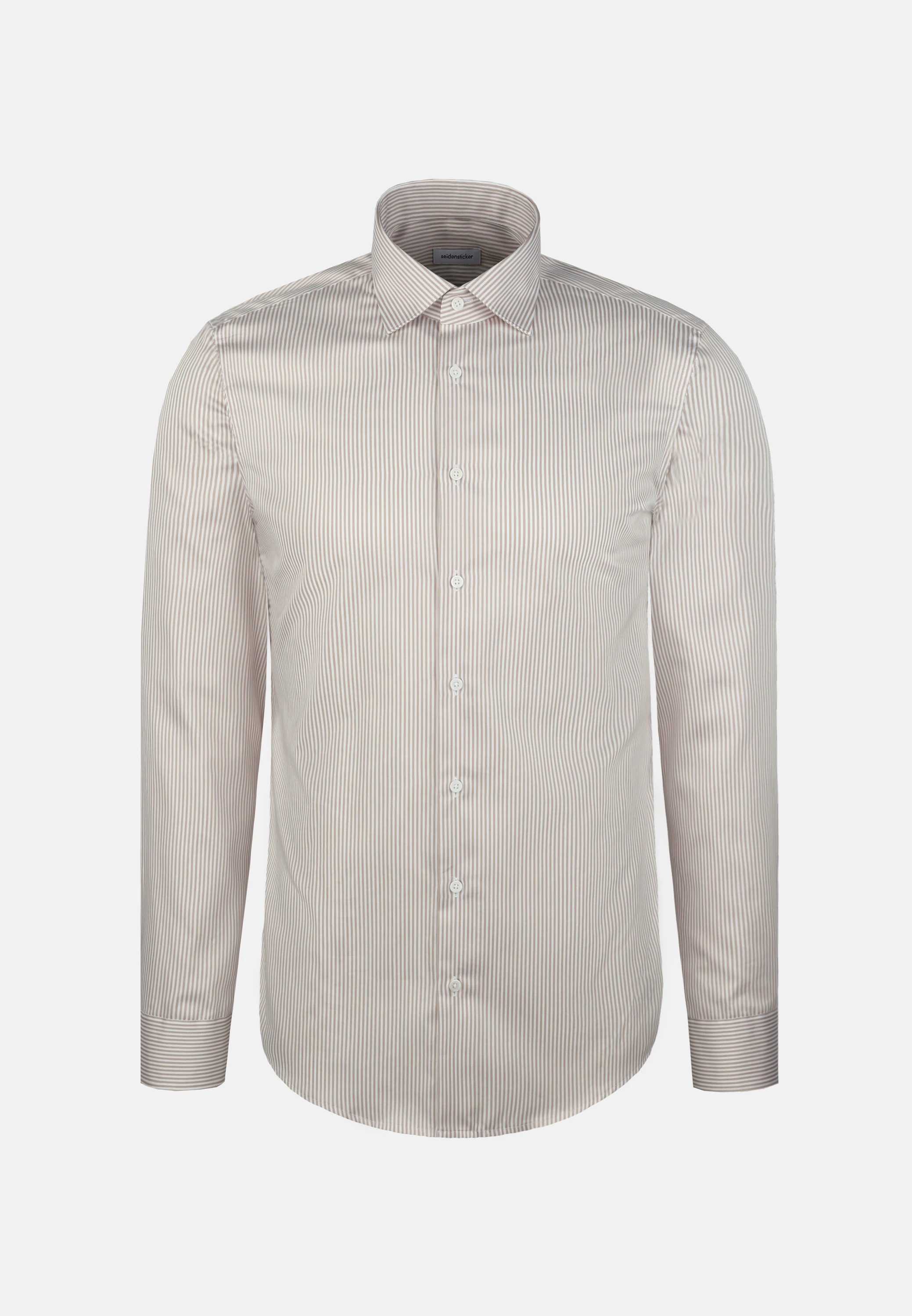 Shaped Business Hemd Gestreift Beige