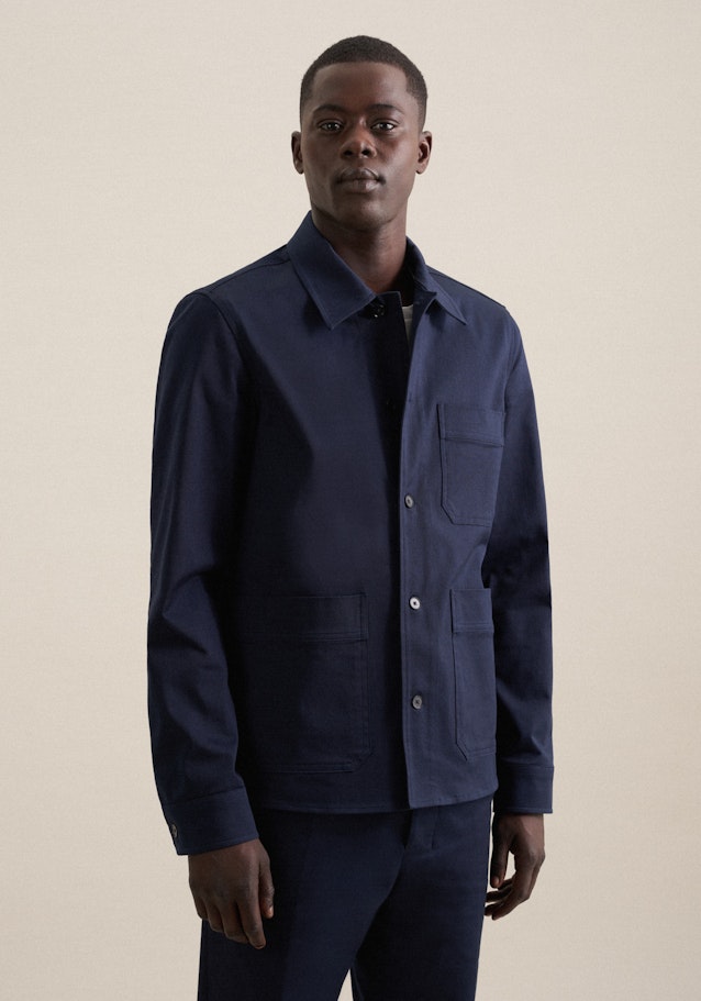 Regular Veste Uni in Bleu Foncé | Seidensticker Onlineshop