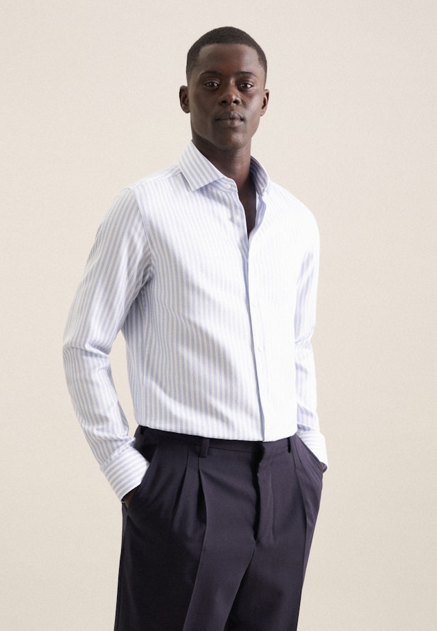 Chemise Business Shaped Structuré Col Kent in Bleu Clair |  Seidensticker Onlineshop