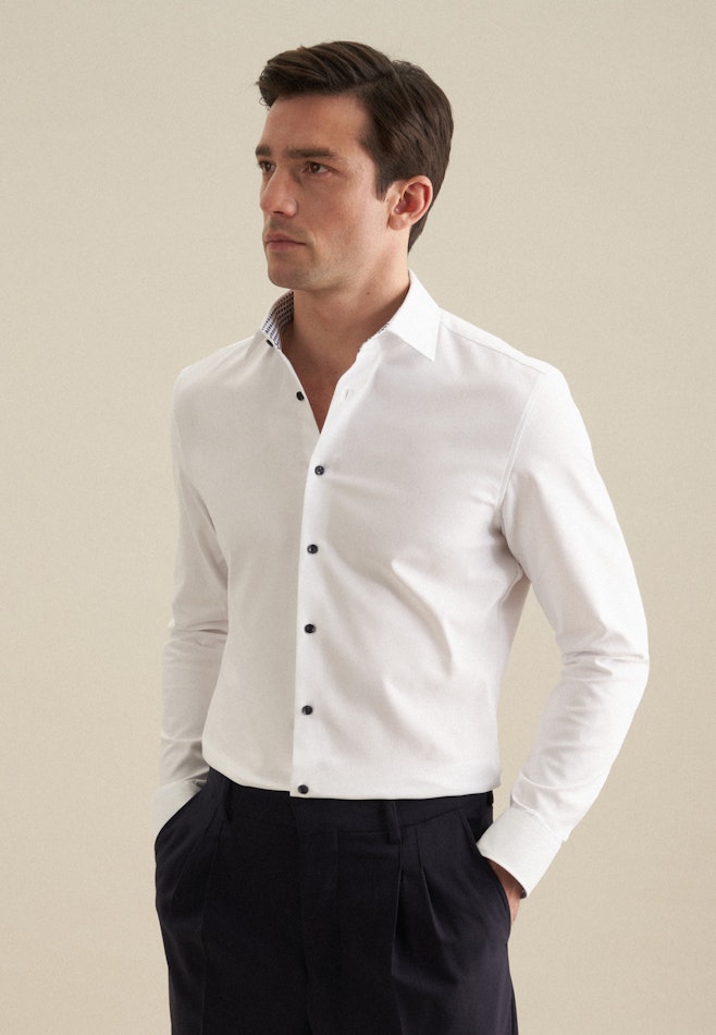 Chemise performance X-Slim Twill (sergé) Col Kent dans Blanc | Boutique en ligne Seidensticker