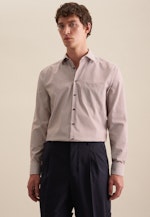 Non-iron Twill Business Shirt in Regular with Kent-Collar in Brown |  Seidensticker Onlineshop