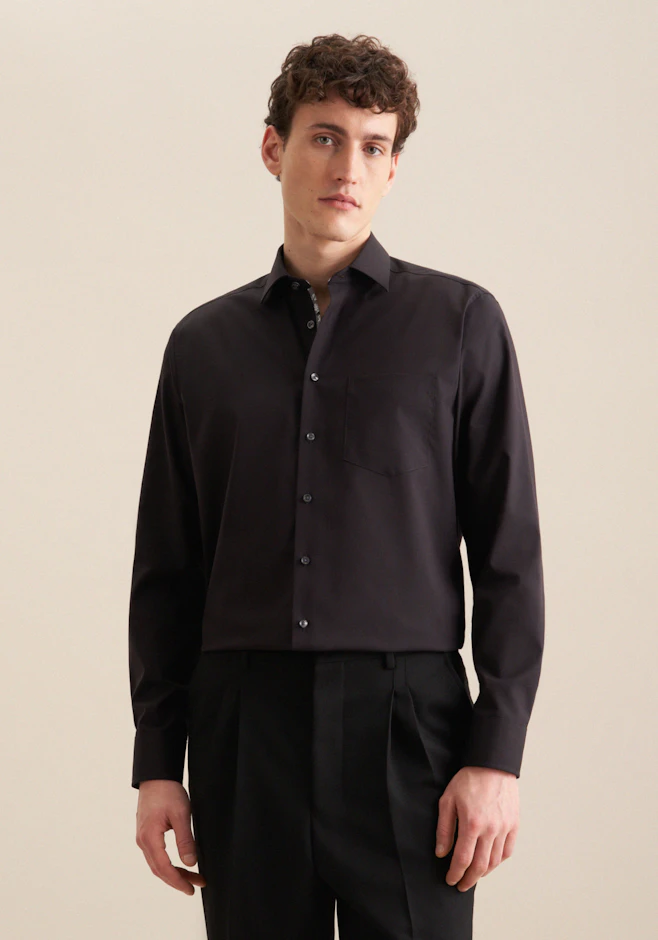 Regular Business Hemd Uni in Schwarz | Seidensticker Onlineshop