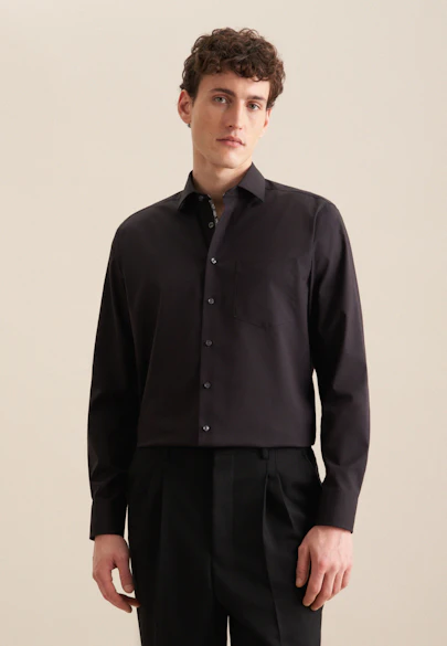 Regular Business Hemd Uni in Schwarz |  Seidensticker Onlineshop