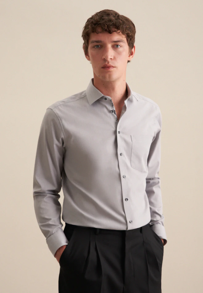 Regular Chemise d'affaires Uni dans Gris | Boutique en ligne Seidensticker