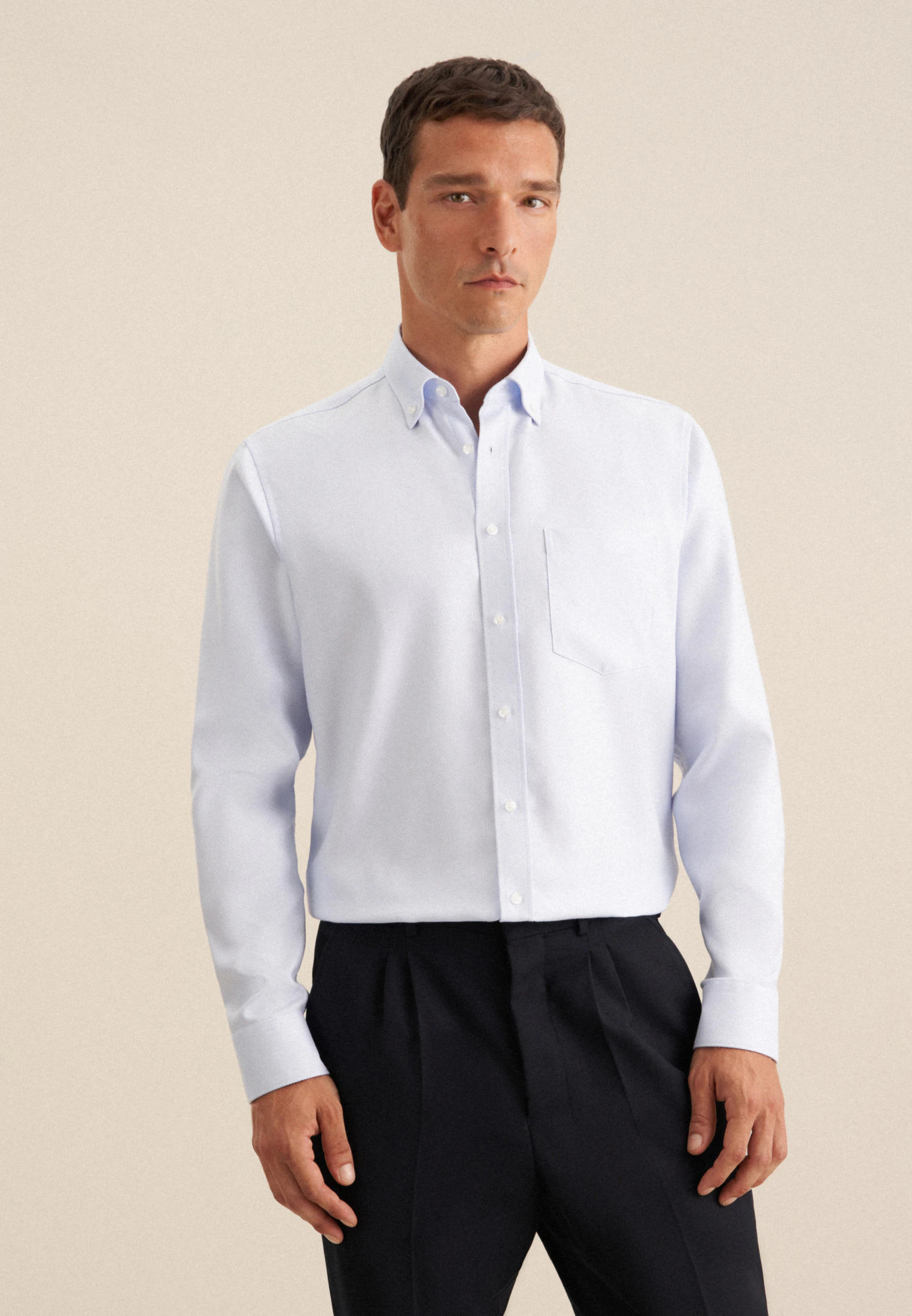 Regular Business Hemd Struktur Blau 46