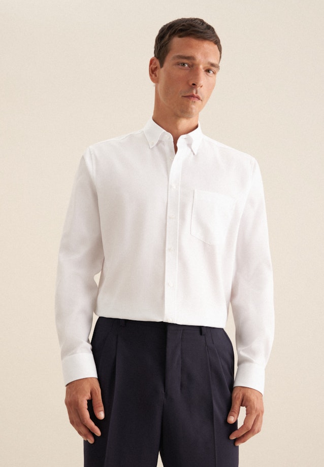 Non-iron Twill Zakelijk overhemd in Regular with Button-Down-Kraag in Wit |  Seidensticker Onlineshop