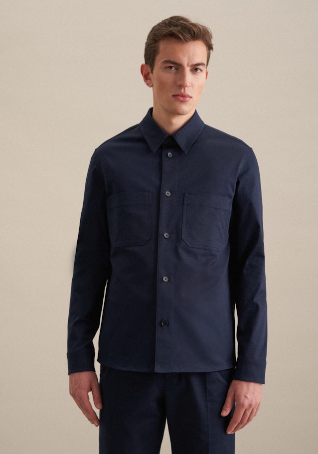 Regular Overshirt Uni in Dunkelblau | Seidensticker Onlineshop
