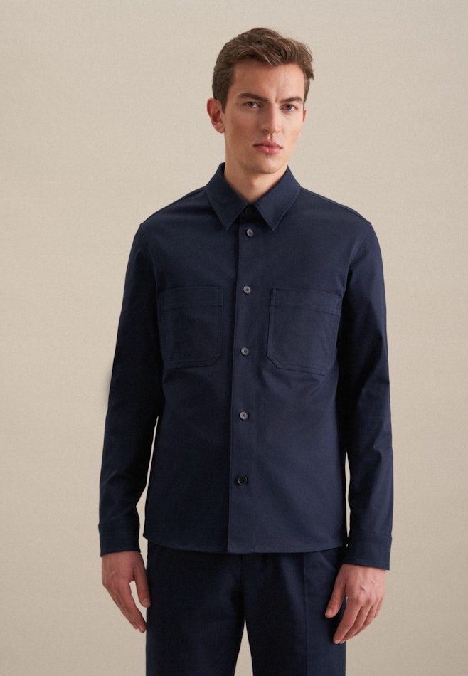 Regular Overshirt Uni in Dunkelblau | Seidensticker Onlineshop