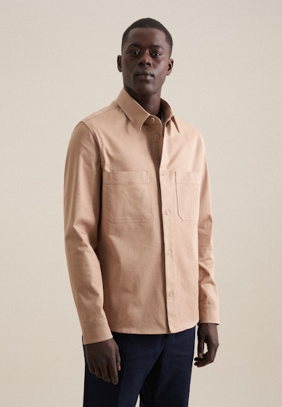 Regular Overshirt Uni in Braun |  Seidensticker Onlineshop
