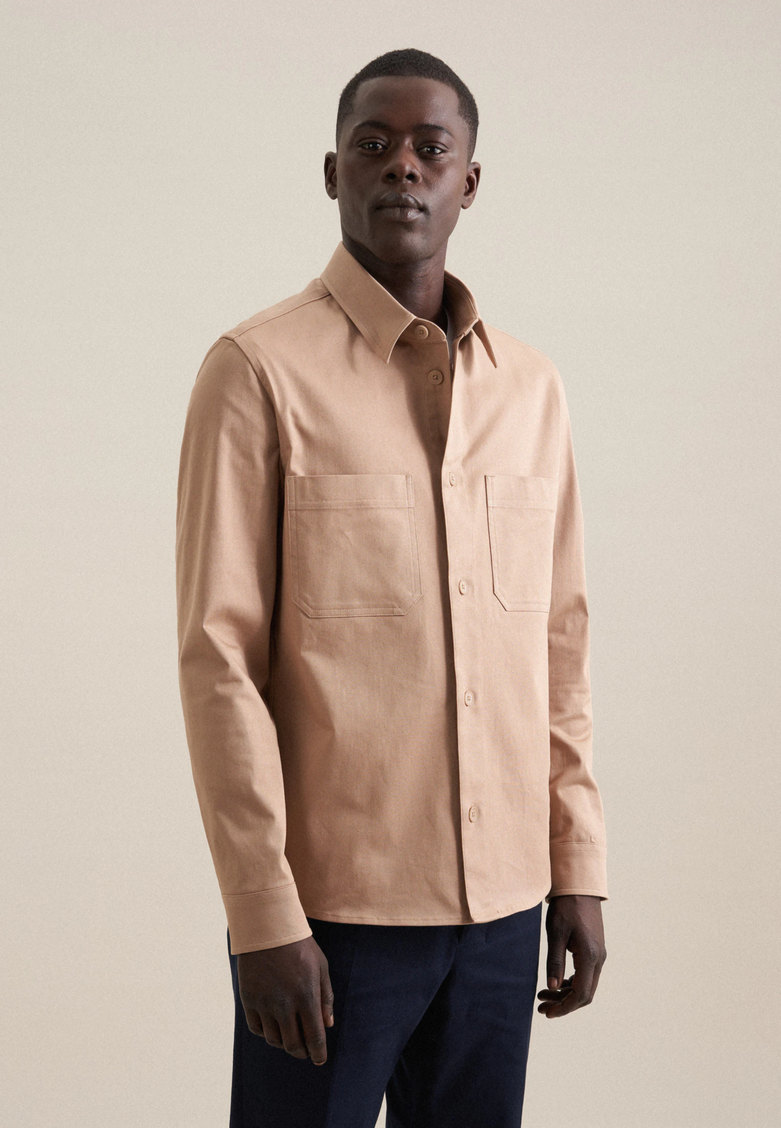 Regular Overshirt Uni Braun