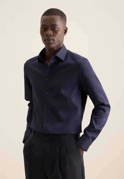 Shaped Business shirt Uni in Dunkelblau |  Seidensticker Onlineshop