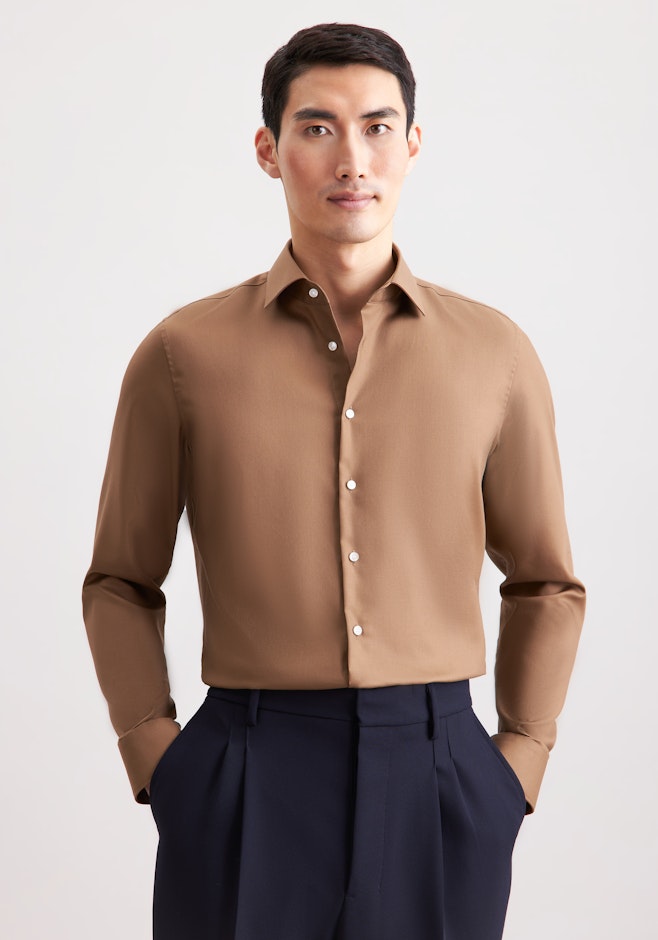 Shaped Business Hemd Uni in Braun | Seidensticker Onlineshop