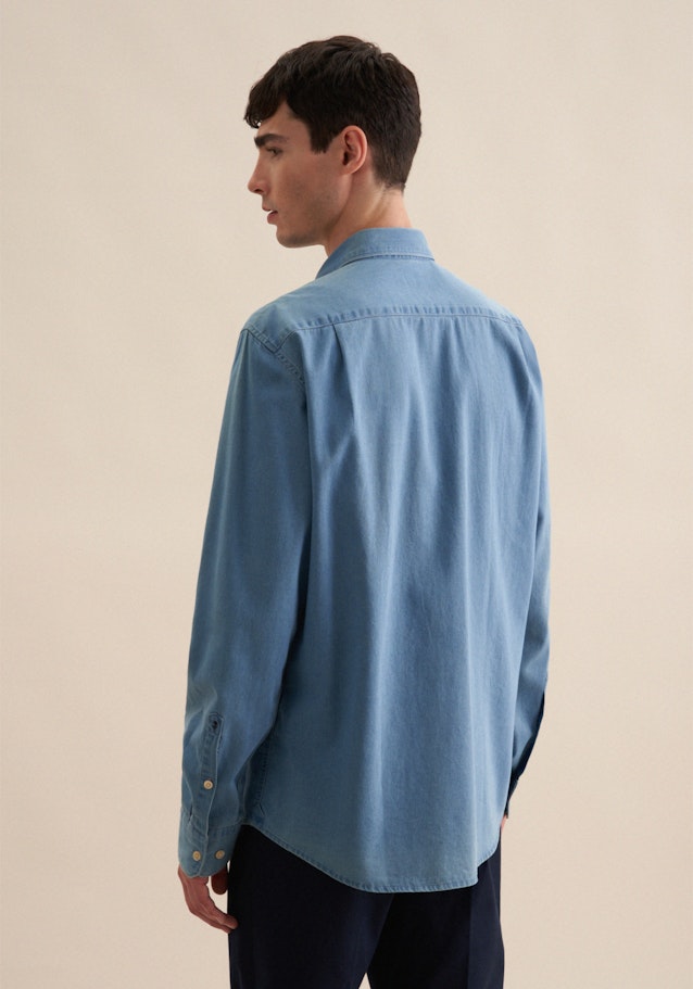 Regular Casual Hemd Uni in Mittelblau | Seidensticker Onlineshop