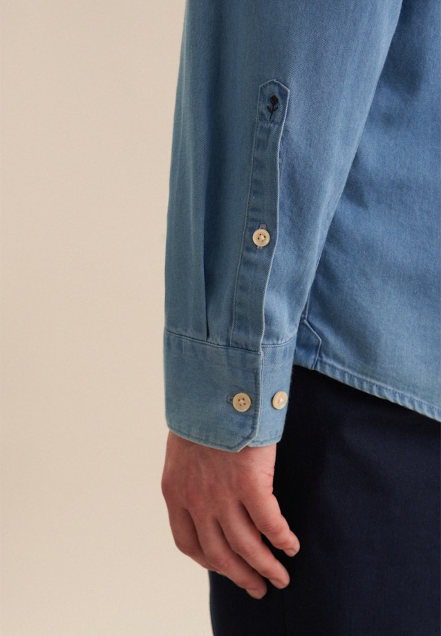 Casual overhemd in Regular with Button-Down-Kraag in Middelmatig Blauw |  Seidensticker Onlineshop