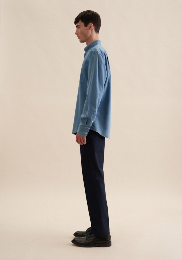 Regular Casual Hemd Uni in Mittelblau | Seidensticker Onlineshop