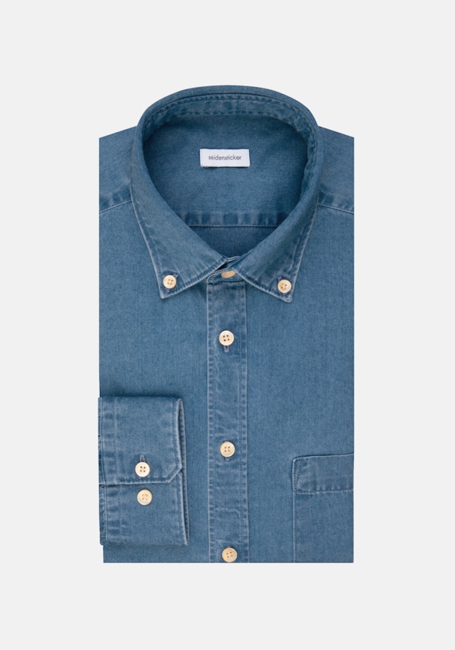 Regular Casual Hemd Uni in Mittelblau | Seidensticker Onlineshop