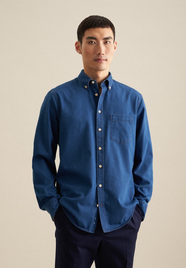 Casual Shirt in Regular with Button-Down-Collar in Dark Blue |  Seidensticker Onlineshop