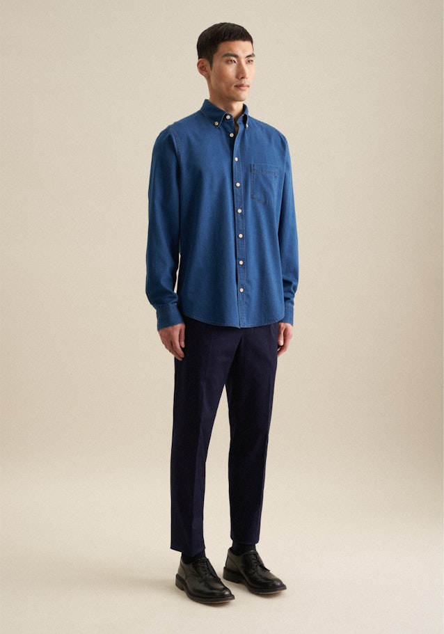 Regular Casual Hemd Uni in Dunkelblau | Seidensticker Onlineshop